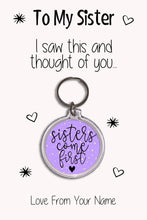 Load image into Gallery viewer, Personalised Sister Keyrings &amp; Card|Sis Birthday Gift|Sister Keychains|57 Designs To Choose From
