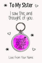 Load image into Gallery viewer, Personalised Sister Keyrings &amp; Card|Sis Birthday Gift|Sister Keychains|57 Designs To Choose From
