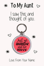 Load image into Gallery viewer, Personalised Aunt Keyrings &amp; Card|Auntie Birthday Gift|Aunt Keychains|48 Designs To Choose From
