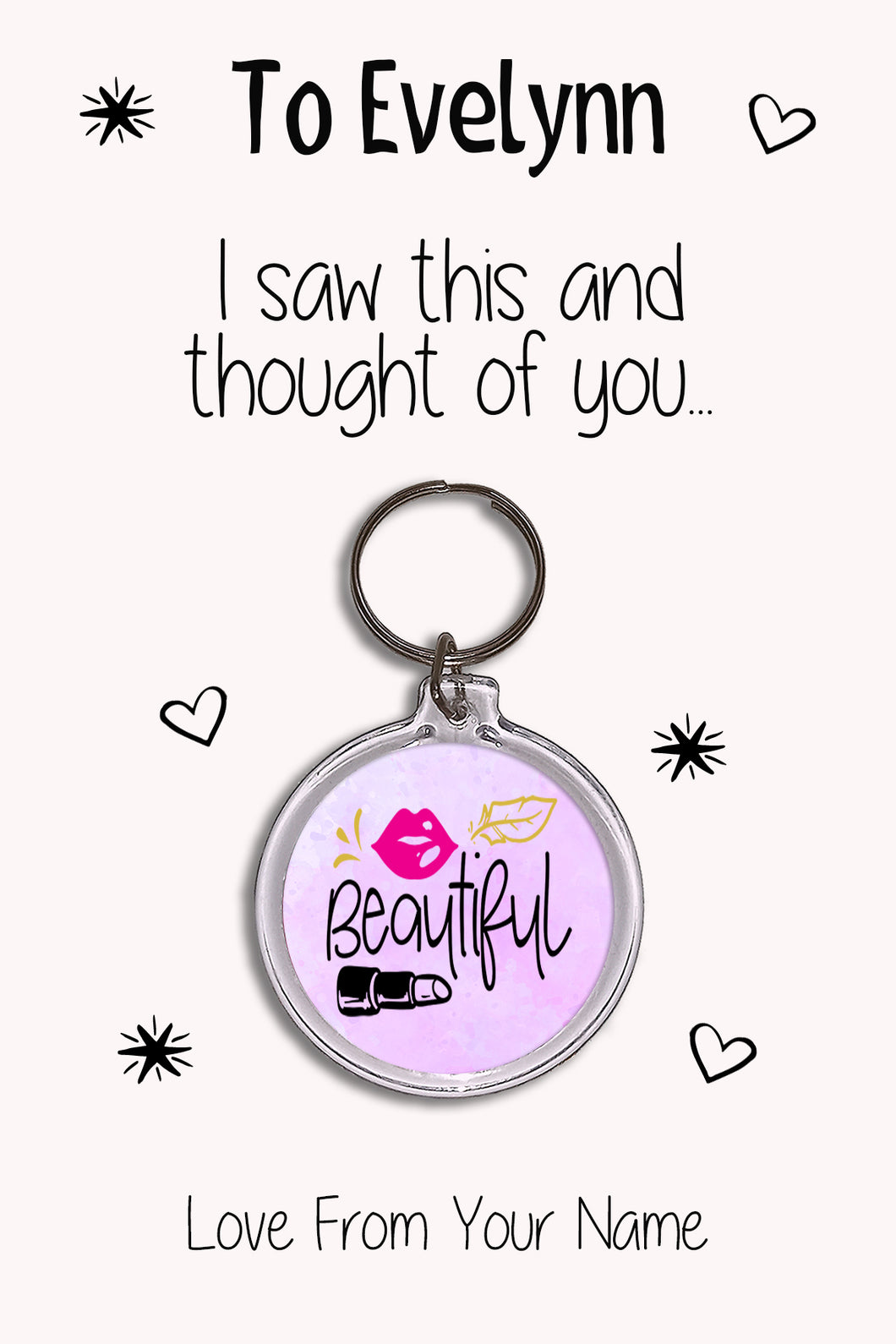 Personalised Beauty Keyrings & Card|Beauty Birthday Gift|Make Up Keychains|10 Designs To Choose From