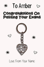 Load image into Gallery viewer, Personalised Congratulations On Passing Your Exams Keyrings &amp; Card|Congrats Keychain Present|8 Designs To Choose From
