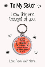 Load image into Gallery viewer, Personalised Sister Keyrings &amp; Card|Sis Birthday Gift|Sister Keychains|57 Designs To Choose From
