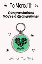 Load image into Gallery viewer, Personalised Congratulations You&#39;re A Grandmother Keyrings &amp; Card|Congrats Keychain Present|8 Designs To Choose From
