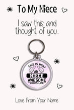 Load image into Gallery viewer, Personalised Niece Keyrings &amp; Card|Niece Birthday Gift|Niece Keychains|8 Designs To Choose From
