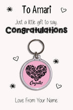 Load image into Gallery viewer, Personalised Congratulations Keyrings &amp; Card|Congrats Gift|Fitness Keychains
