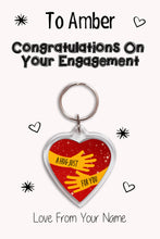 Load image into Gallery viewer, Personalised Congratulations On Your Engagement Keyrings &amp; Card|Congrats Keychain Present|8 Designs To Choose From
