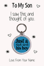 Load image into Gallery viewer, Personalised Son Keyrings &amp; Card|Son Birthday Gift|Son Keychains|17 Designs To Choose From
