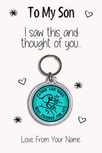 Load image into Gallery viewer, Personalised Son Keyrings &amp; Card|Son Birthday Gift|Son Keychains|17 Designs To Choose From
