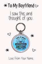 Load image into Gallery viewer, Personalised Boyfriend Keyrings &amp; Card|Boyfriend Birthday Gift|Valentines Keychains|6 Designs To Choose From
