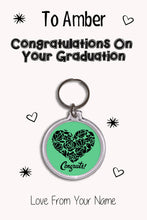 Load image into Gallery viewer, Personalised Congratulations On Your Graduation Keyrings &amp; Card|Congrats Keychain Present|8 Designs To Choose From
