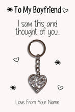 Load image into Gallery viewer, Personalised Boyfriend Keyrings &amp; Card|Boyfriend Birthday Gift|Valentines Keychains|6 Designs To Choose From
