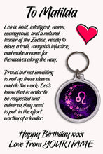 Load image into Gallery viewer, Personalised Zodiac Sign Keyrings &amp; Card|Astrology Gift|Birthday Gift For Him/Her|Star Sign Gifts|12 Designs To Choose From
