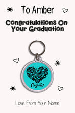 Load image into Gallery viewer, Personalised Congratulations On Your Graduation Keyrings &amp; Card|Congrats Keychain Present|8 Designs To Choose From
