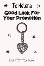 Load image into Gallery viewer, Personalised Good Luck For Your Promotion Keyrings &amp; Card|Support Keychain Present|8 Designs To Choose From
