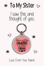 Load image into Gallery viewer, Personalised Sister Keyrings &amp; Card|Sis Birthday Gift|Sister Keychains|57 Designs To Choose From
