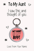 Load image into Gallery viewer, Personalised Aunt Keyrings &amp; Card|Auntie Birthday Gift|Aunt Keychains|48 Designs To Choose From
