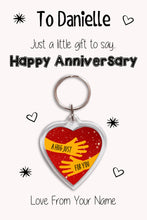 Load image into Gallery viewer, Personalised Happy Anniversary Keyrings &amp; Card|Anniversary Gift|Wife/Husband Keychains|8 Designs To Choose From
