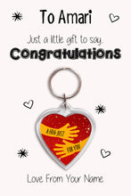 Load image into Gallery viewer, Personalised Congratulations Keyrings &amp; Card|Congrats Gift|Fitness Keychains
