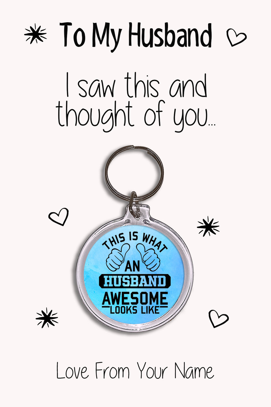 Personalised Husband Keyrings & Card|Hubby Birthday Gift|Anniversary & Valentines Keychains|7 Designs To Choose From