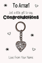 Load image into Gallery viewer, Personalised Congratulations Keyrings &amp; Card|Congrats Gift|Fitness Keychains
