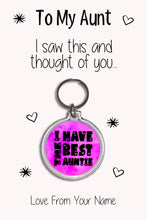 Load image into Gallery viewer, Personalised Aunt Keyrings &amp; Card|Auntie Birthday Gift|Aunt Keychains|48 Designs To Choose From
