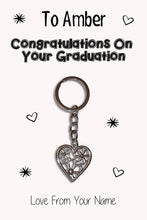 Load image into Gallery viewer, Personalised Congratulations On Your Graduation Keyrings &amp; Card|Congrats Keychain Present|8 Designs To Choose From
