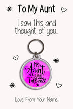 Load image into Gallery viewer, Personalised Aunt Keyrings &amp; Card|Auntie Birthday Gift|Aunt Keychains|48 Designs To Choose From
