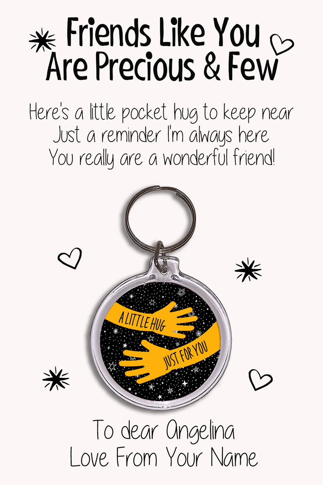 Personalised Friends Like You Are Precious and Few Keyrings & Card|Friendship Keychain Gift|BFF Present|5 Designs To Choose From