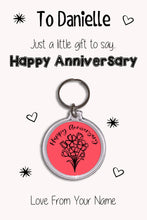 Load image into Gallery viewer, Personalised Happy Anniversary Keyrings &amp; Card|Anniversary Gift|Wife/Husband Keychains|8 Designs To Choose From
