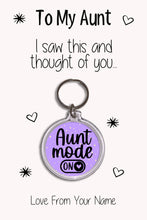 Load image into Gallery viewer, Personalised Aunt Keyrings &amp; Card|Auntie Birthday Gift|Aunt Keychains|48 Designs To Choose From
