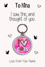 Load image into Gallery viewer, Personalised Cat Lover Keyrings &amp; Card|Kitten Birthday Gift|Cat Keychains|13 Designs To Choose From
