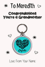 Load image into Gallery viewer, Personalised Congratulations You&#39;re A Grandmother Keyrings &amp; Card|Congrats Keychain Present|8 Designs To Choose From
