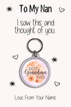 Load image into Gallery viewer, Personalised Grandma Keyrings &amp; Card|Nan Birthday Gift|Nanny Keychains|39 Designs To Choose From
