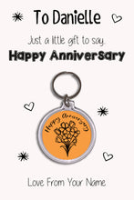 Load image into Gallery viewer, Personalised Happy Anniversary Keyrings &amp; Card|Anniversary Gift|Wife/Husband Keychains|8 Designs To Choose From
