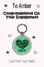 Load image into Gallery viewer, Personalised Congratulations On Your Engagement Keyrings &amp; Card|Congrats Keychain Present|8 Designs To Choose From
