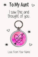 Load image into Gallery viewer, Personalised Aunt Keyrings &amp; Card|Auntie Birthday Gift|Aunt Keychains|48 Designs To Choose From
