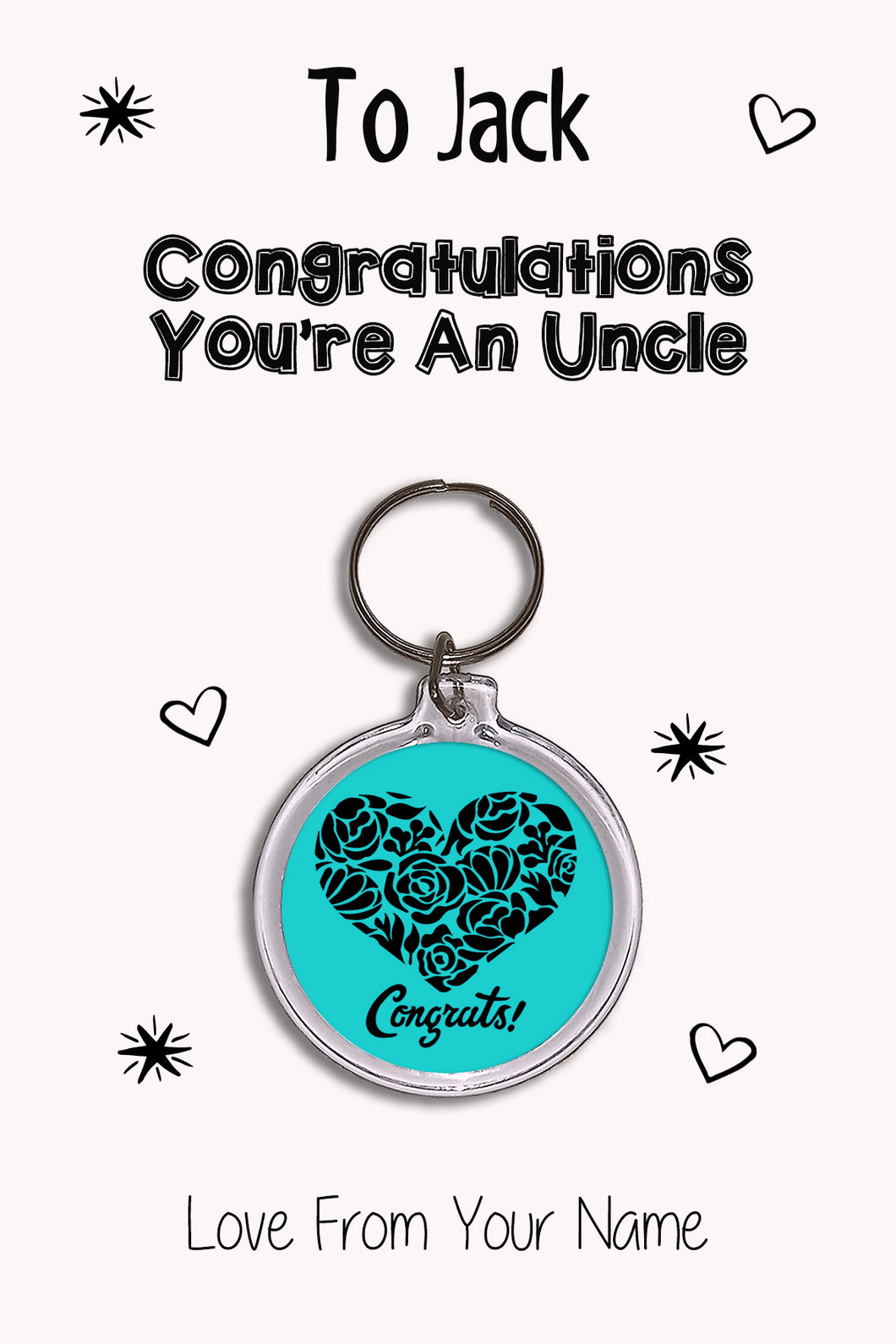 Personalised Congratulations You're An Uncle & Card|Congrats Keychain Present|8 Designs To Choose From