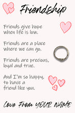 Load image into Gallery viewer, Personalised Friendship Hug Ring, Send a Hug from Me to You, Adjustable Ring, Finger Hug Gift
