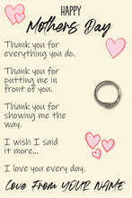 Load image into Gallery viewer, Personalised Mother’s Day Hug Ring, Send a Hug from Me to You, Adjustable Ring, Finger Hug Gift
