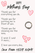 Load image into Gallery viewer, Personalised Mother’s Day Hug Ring, Send a Hug from Me to You, Adjustable Ring, Finger Hug Gift
