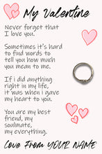 Load image into Gallery viewer, Personalised My Valentine Hug Ring, Send a Hug from Me to You, Adjustable Ring, Finger Hug Gift
