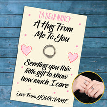 Load image into Gallery viewer, Personalised Hug Ring, Send a Hug Gift, Adjustable Ring, Finger Hug Gift &amp; Message Card

