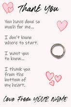 Load image into Gallery viewer, Personalised Thank You Hug Ring, Send a Hug from Me to You, Adjustable Ring, Finger Hug Gift
