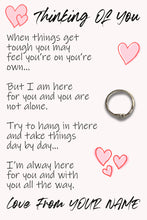 Load image into Gallery viewer, Personalised Thinking of You Hug Ring, Send a Hug from Me to You, Adjustable Ring, Finger Hug Gift
