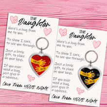 Load image into Gallery viewer, Personalised Daughter Pocket Hug Keyring/Bag Tag, Send a Hug from Me to You Gift
