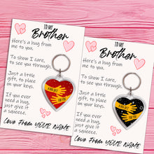 Load image into Gallery viewer, Personalised Brother Pocket Hug Keyring/Bag Tag, Send a Hug from Me to You Gift
