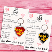 Load image into Gallery viewer, Personalised Sis Pocket Hug Keyring/Bag Tag, Send a Hug from Me to You Gift
