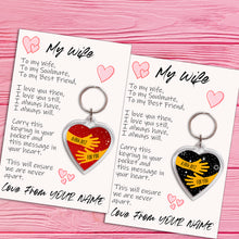 Load image into Gallery viewer, Personalised Wife Pocket Hug Keyring/Bag Tag, Send a Hug from Me to You Gift
