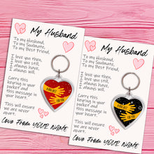 Load image into Gallery viewer, Personalised Husband Pocket Hug Keyring/Bag Tag, Send a Hug from Me to You Gift
