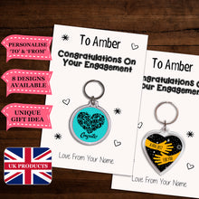 Load image into Gallery viewer, Personalised Congratulations On Your Engagement Keyrings &amp; Card|Congrats Keychain Present|8 Designs To Choose From
